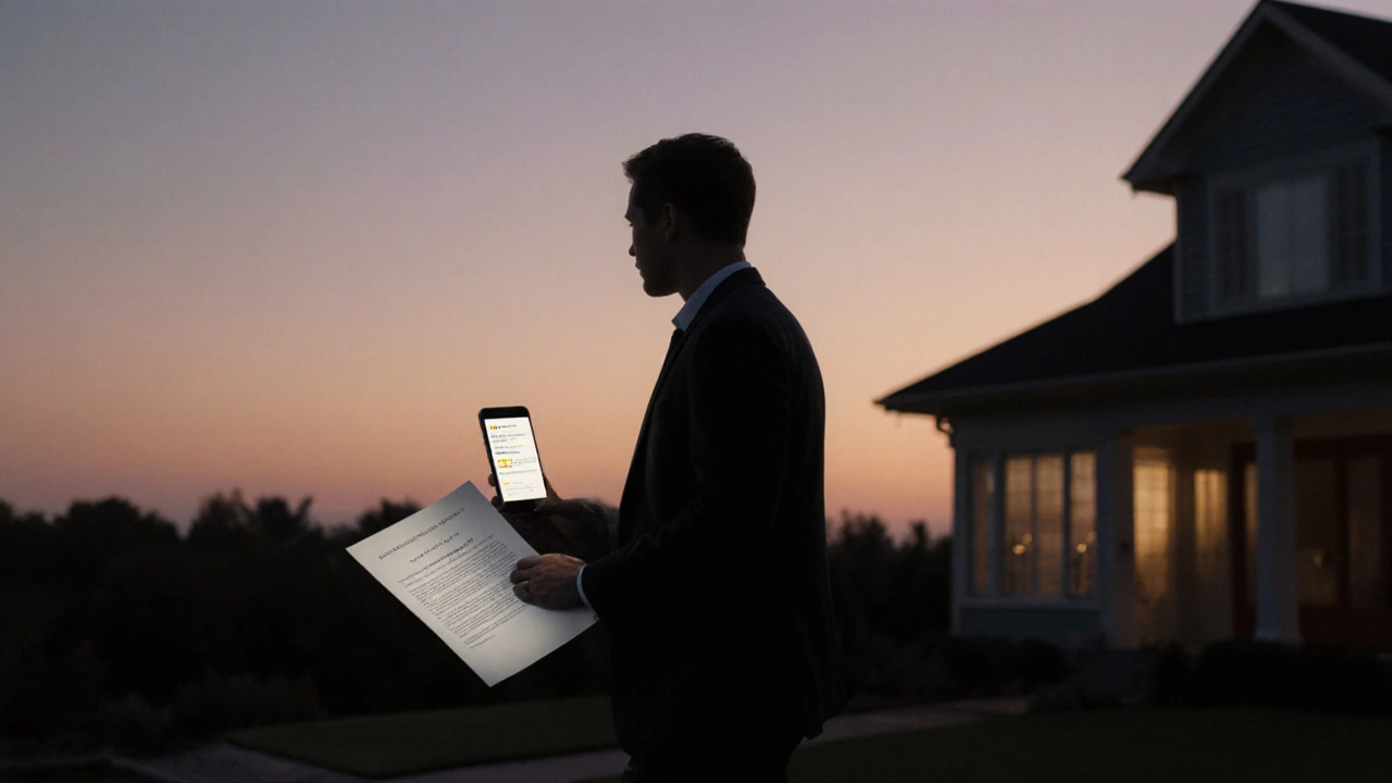 A real estate agent walking away from a home they refused to sell due to undisclosed damage.