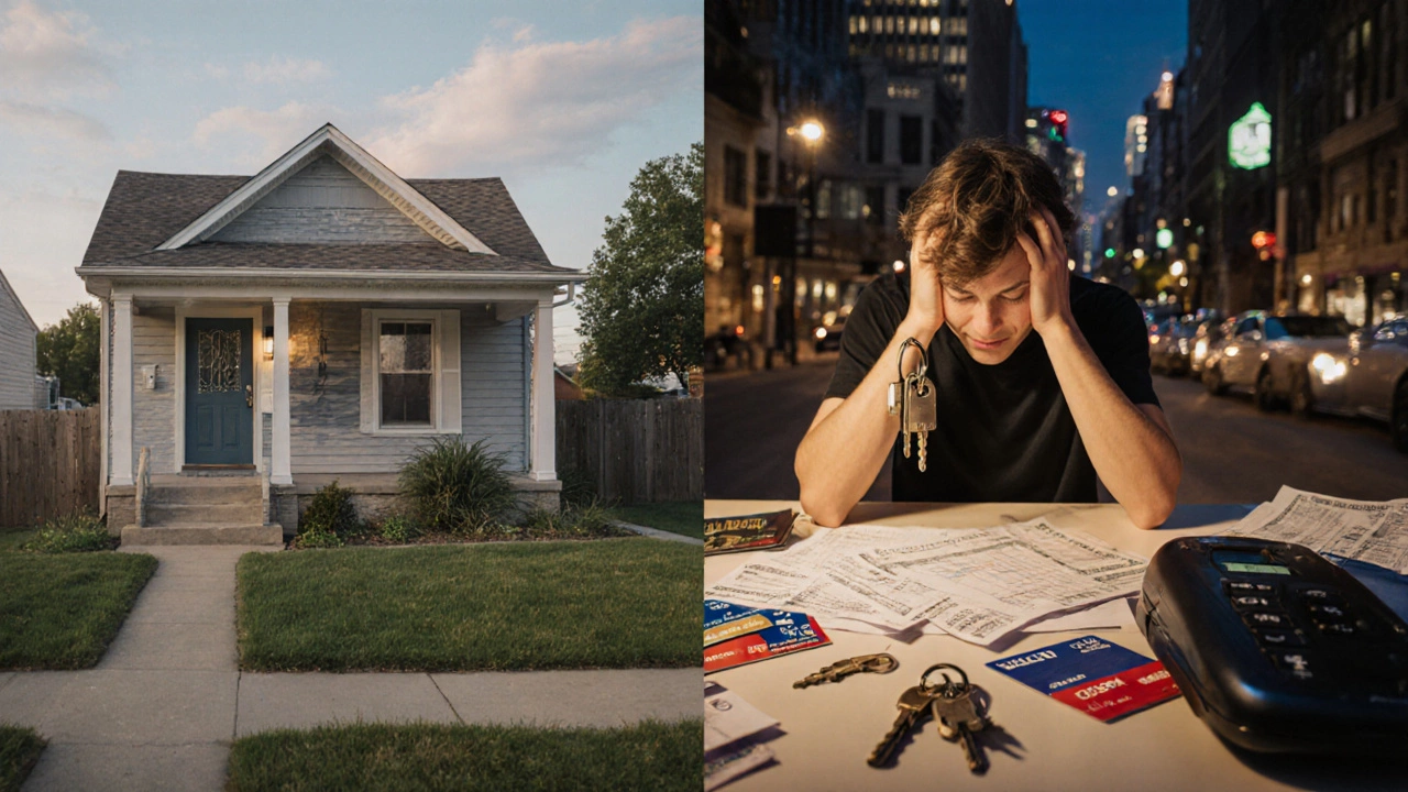 Contrasting scenes: low-income buyer with low debt vs. high-income buyer with high debt.