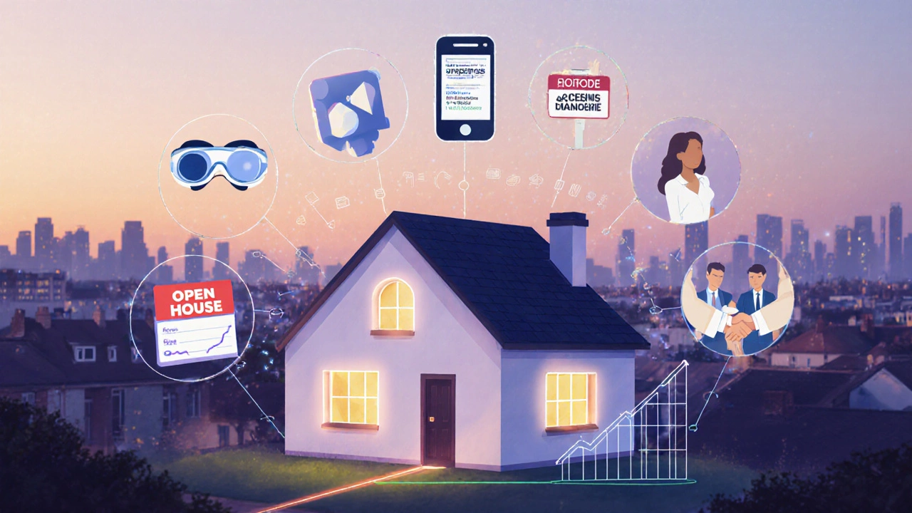 Home marketed through digital icons and agent networks leading to rising price graph