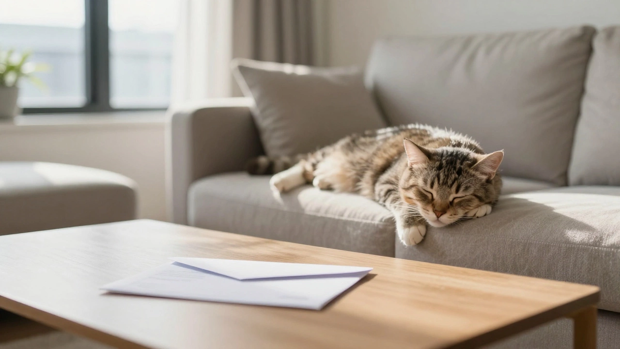 Cat sleeping peacefully in sunny Auckland apartment