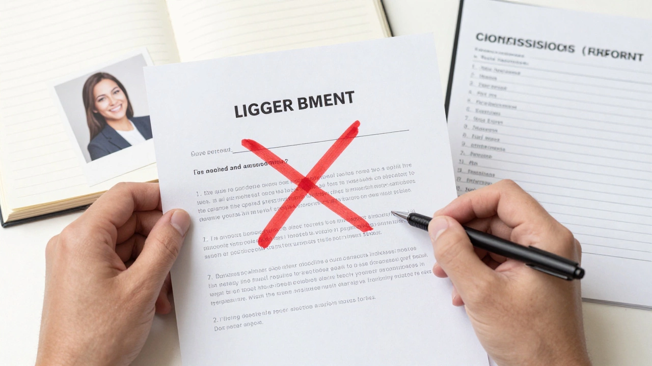 Notebook with notes and questions about real estate process, signed agreement crossed out