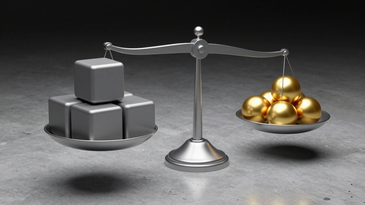 Balanced scale representing debt and income ratio