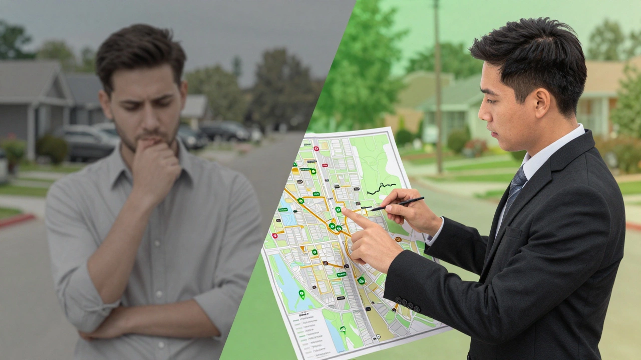 Conceptual comparison between an attentive professional agent and a generic one using a neighborhood map