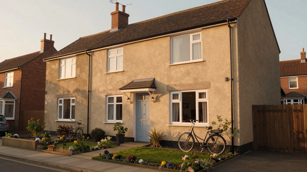 Cozy mid-range home in a quiet neighborhood during golden hour